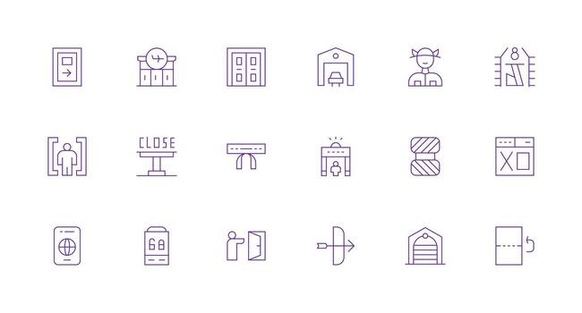 18 Minimal Line Style Icons from Exit Collection Icon Set for Projects vector