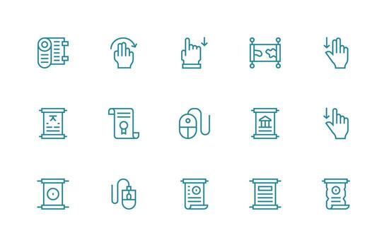 15 Icons for Scroll in Regular Line Format Layout Icon Collection vector