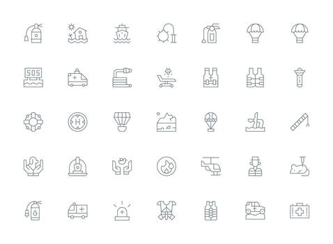 Light Line Style Rescue Icons with 35 Vectors Scalable Icons for All Themes