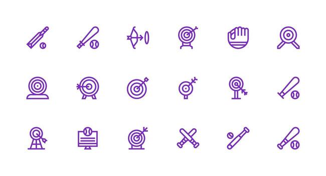 Hitting Icon Set with 18 Strong Stroke Line Graphics Simplified Icon Pack for Visual Tools vector