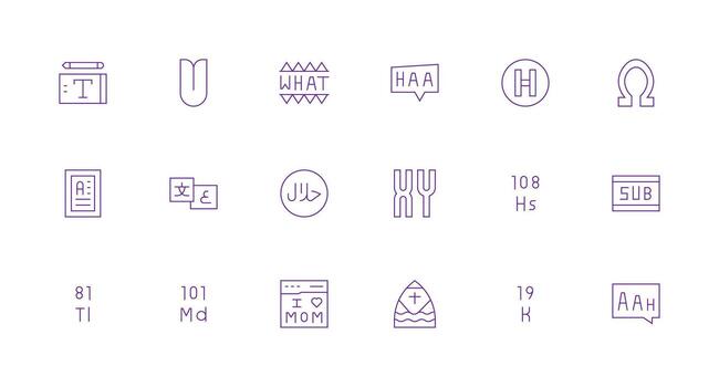 18 íconos para fuente en mínimo línea formato web y aplicación icono paquete colección vector