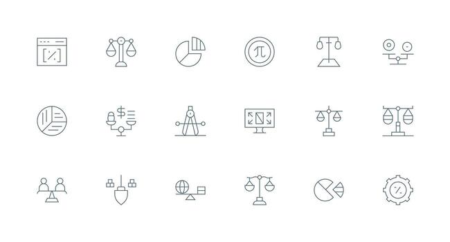Proportion Visual Pack containing 18 Minimal Line Icons Icon Collection Set vector