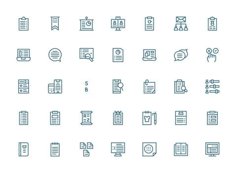Regular Clean Line Icons from List Set with 35 Vectors All-Purpose Icon Design Pack