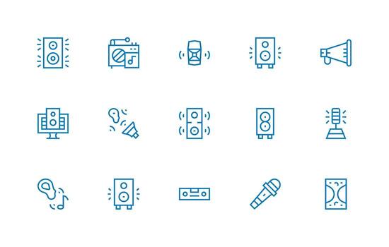 sonido sistema presentando 15 íconos en regular línea diseño completamente editable icono conjunto para web vector