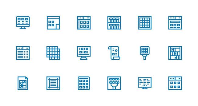 18 íconos para filas en fuerte carrera línea formato digital icono colección vector