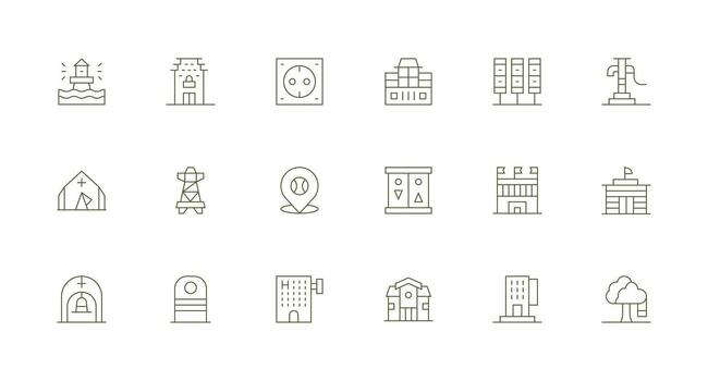 Minimal Line Style Facility Icons with 18 Vectors Clear and Concise Icon Set Collection