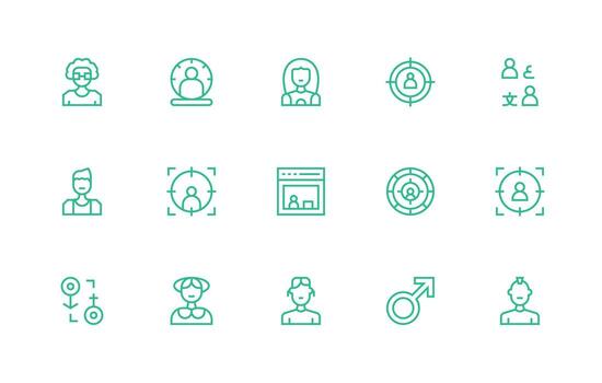 15 Regular Line Style Icons from Demographic Collection General Use Icon Pack vector