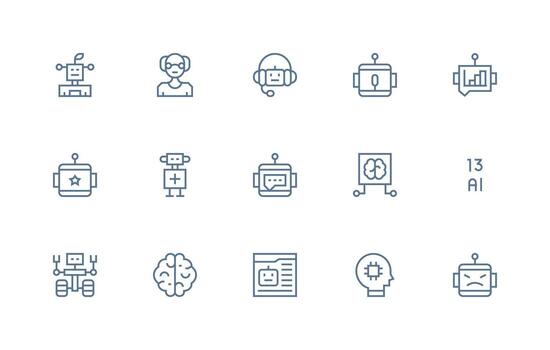 ai icono colección con 15 regular línea diseños icono paquete para ui vector