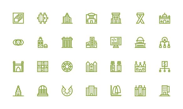 28 Icons for Structure in Bold Line Format Responsive Icon Set for Flexible Layouts vector