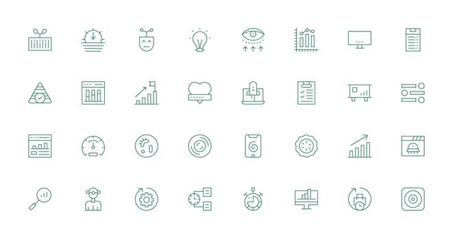 Thin Line Icons from Progress Bar Set with 32 Vectors Flexible Icon System for Web Interfaces