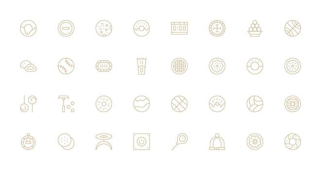 Round Set with 32 Thin Line Icons Multi-Style Icons for Creative Projects vector