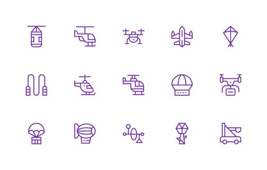 Regular Line Icons from Aerial Set with 15 Vectors Multi-Purpose Icon Set