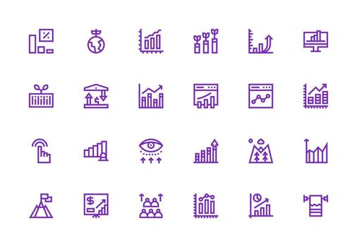 24 Thick Line Line Style Icons from Rising Collection Sharp Icons for Presentations vector