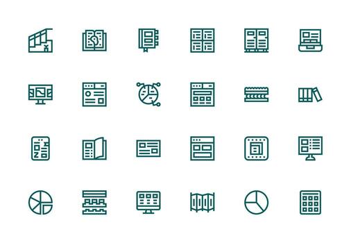 Thick Line Line Icons from Sections Set with 24 Vectors Neat Icon Set
