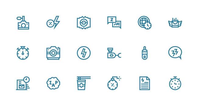 Instant Icon Set with 18 Strong Stroke Line Graphics UI and UX Focused Icon Collection vector
