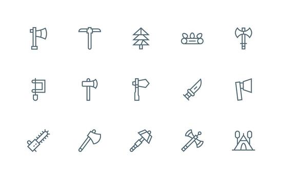 Forestry Icon Set with 15 Regular Line Graphics Interface Icon Collection vector