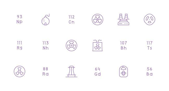 Nuclear Icon Collection with 18 Minimal Line Designs Clean Icon Collection for Web Use vector