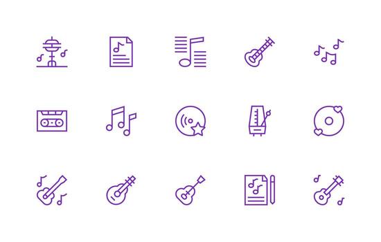 Song featuring 15 Icons in Regular Line Design Icon Pack for UI vector