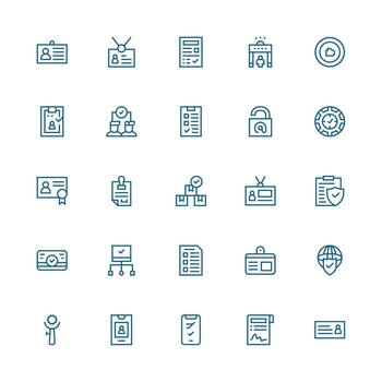 Verification Icon Set with 25 Medium Stroke Outline Graphics Compact Icon Set vector