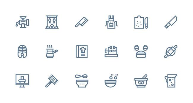 Strong Stroke Line Icons from Preparation Set with 18 Vectors Icon Pack for Various Themes