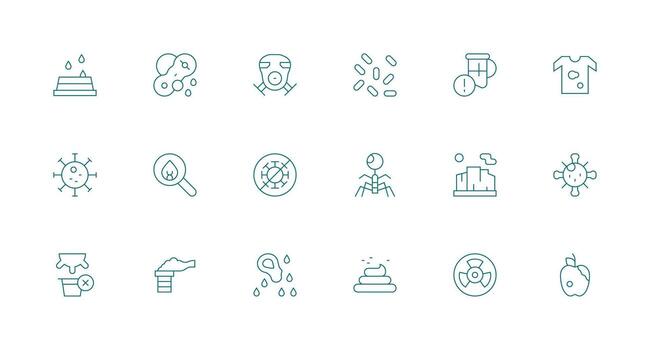Contamination featuring 18 Icons in Minimal Line Design Complete Icon Set for Mobile Apps vector
