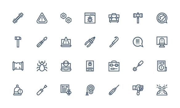 negrita línea estilo reparar íconos con 28 vectores icono conjunto para web
