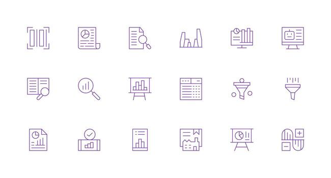 18 íconos para datos análisis en mínimo línea formato escalable icono paquete vector