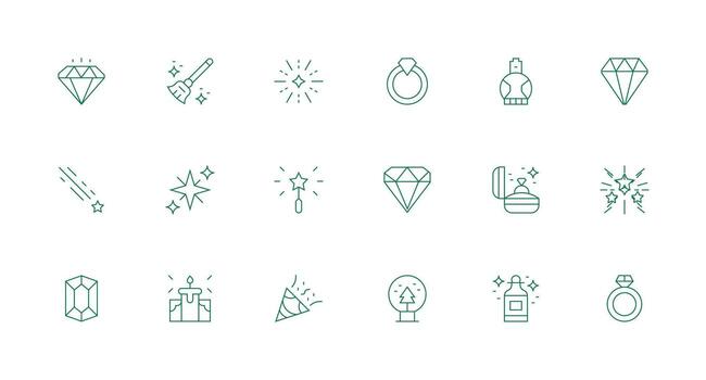 18 íconos para brillar en mínimo línea formato lleno icono biblioteca para ui diseñadores vector