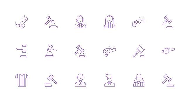 Judge featuring 18 Icons in Minimal Line Design Professional Icon Set vector