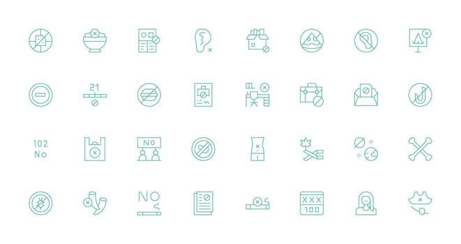 Not Allowed Icon Collection with 32 Thin Line Designs Reusable Icon Set vector