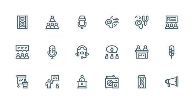 altavoz icono conjunto con 18 fuerte carrera línea gráficos usuario interfaz íconos para digital productos vector