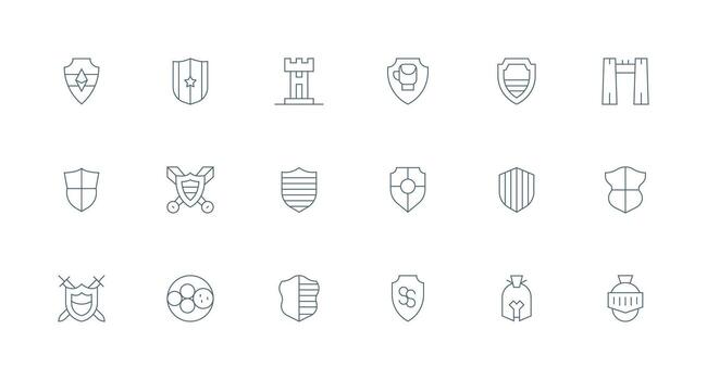 18 Minimal Line Icons for Defense Mechanism Graphics Theme-Based Icon Pack vector
