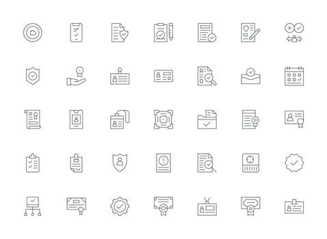 Light Line Icons from Verification Set with 35 Vectors Modern Line and Glyph Icon Series