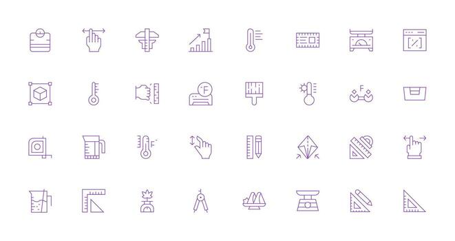 Scale Icon Collection with 32 Thin Line Designs Minimal Icon Set for Interface Projects vector
