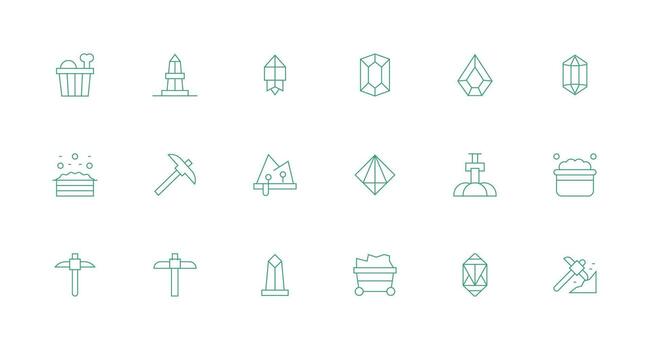 mineral conjunto con 18 mínimo línea íconos sencillo icono paquete vector