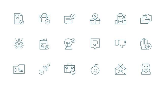 18 mínimo línea íconos para fracasado gráficos tablero icono serie vector