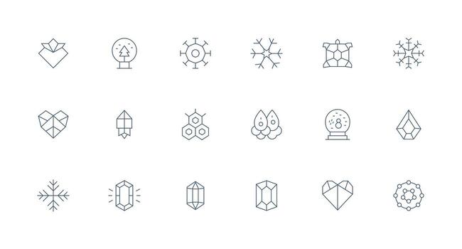 Minimal Line Style Crystal Icons with 18 Vectors High-Resolution Icons for Any Platform