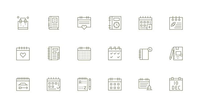Minimal Line Icons from Diary Set with 18 Vectors Simple Icon Pack