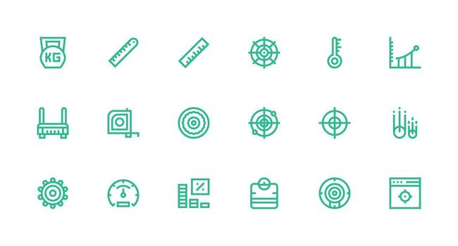 18 Strong Stroke Line Style Icons from Metric Collection UI-Ready Icon Collection vector
