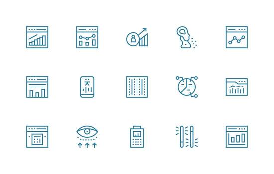 15 Regular Line Icons for Analytics Graphics All-Purpose Icon Design Pack vector