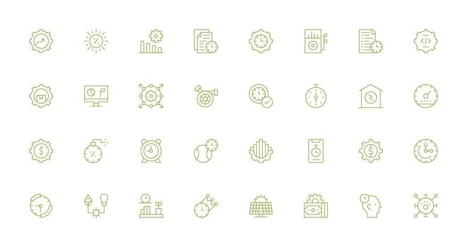 Thin Line Style Efficiency Icons with 32 Vectors Quick Access Icons for UI Development