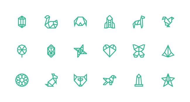Polygon featuring 18 Icons in Strong Stroke Line Design Line Icon Collection vector