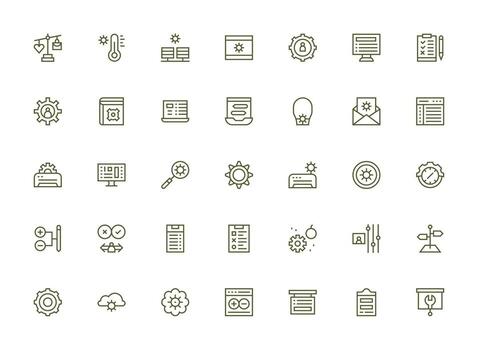 Regular Clean Line Style Options Icons with 35 Vectors Editable Icon Collection