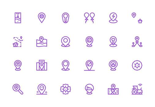 Thick Line Line Icons from Gps Set with 24 Vectors Icon Set for Web