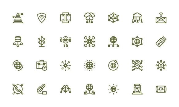 28 Icons for Connectivity in Bold Line Format UI Icon Set vector