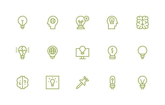 Regular Line Icons from Idea Set with 15 Vectors Simple Icon Pack