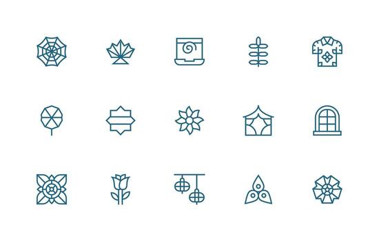 ornamental incluso 15 regular línea ilustraciones equilibrado icono conjunto para funcional diseño vector