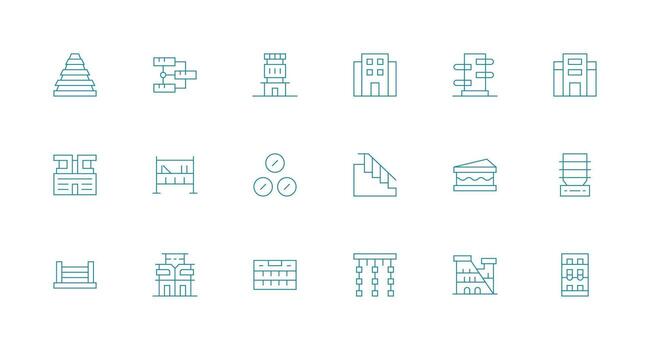18 Minimal Line Designs for Multilevel Icons Flexible Icon System for Web Interfaces vector