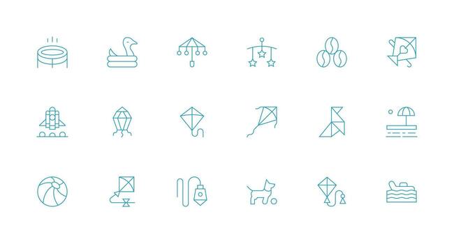 18 Minimal Line Icons for Toy Graphics Smart Icon Collection vector