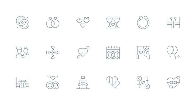 Pareja visual paquete conteniendo 18 mínimo línea íconos pulcramente diseñado íconos para web plataformas vector